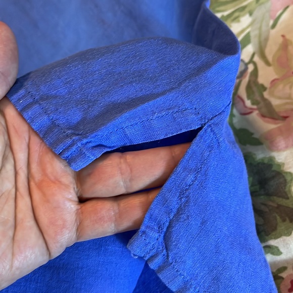 FLAX Size Small Lagenlook Pull-On Elastic Waist Pant Cornflower Blue 100% Linen - Picture 7 of 16